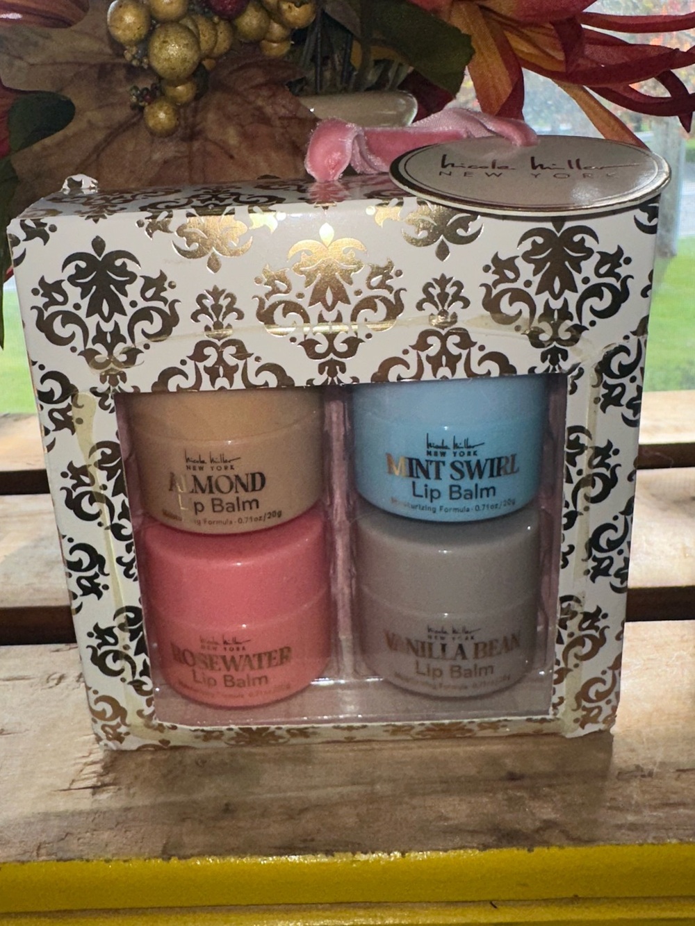Nicole Miller Lip Balm Collection -Almond, Mint, Rose Water, Vanilla Bean - New